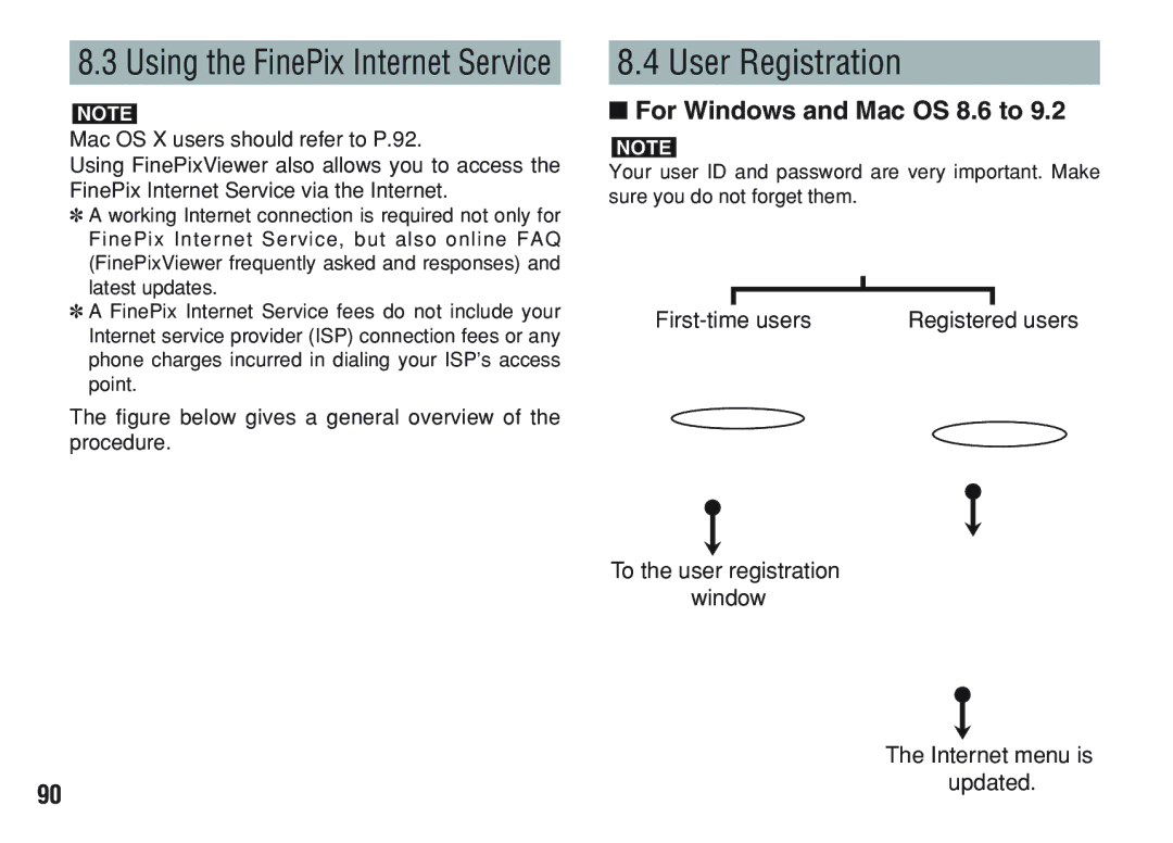 FujiFilm A200 manual User Registration, For Windows and Mac OS 8.6 to, First-time users 