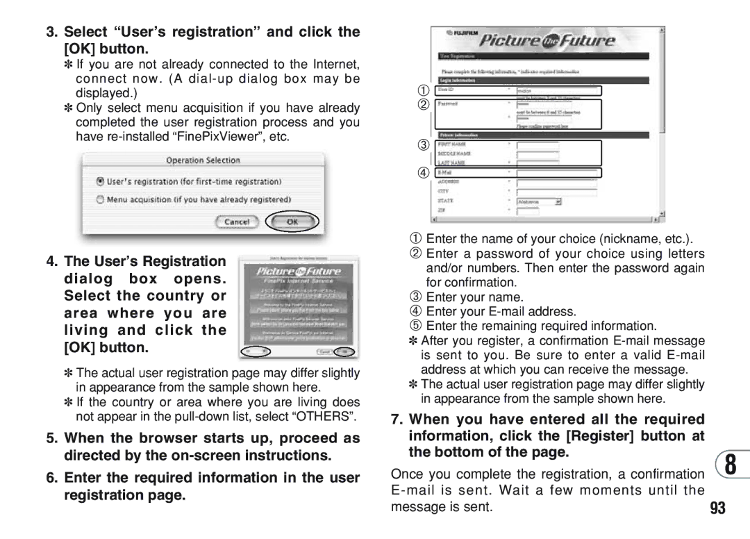 FujiFilm A200 manual Select User’s registration and click the OK button, Bottom 