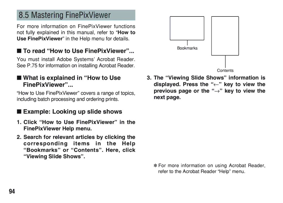 FujiFilm A200 Mastering FinePixViewer, To read How to Use FinePixViewer, What is explained in How to Use FinePixViewer 