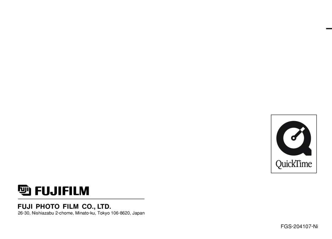 FujiFilm A200 manual FGS-204107-Ni, 26-30, Nishiazabu 2-chome, Minato-ku, Tokyo 106-8620, Japan 
