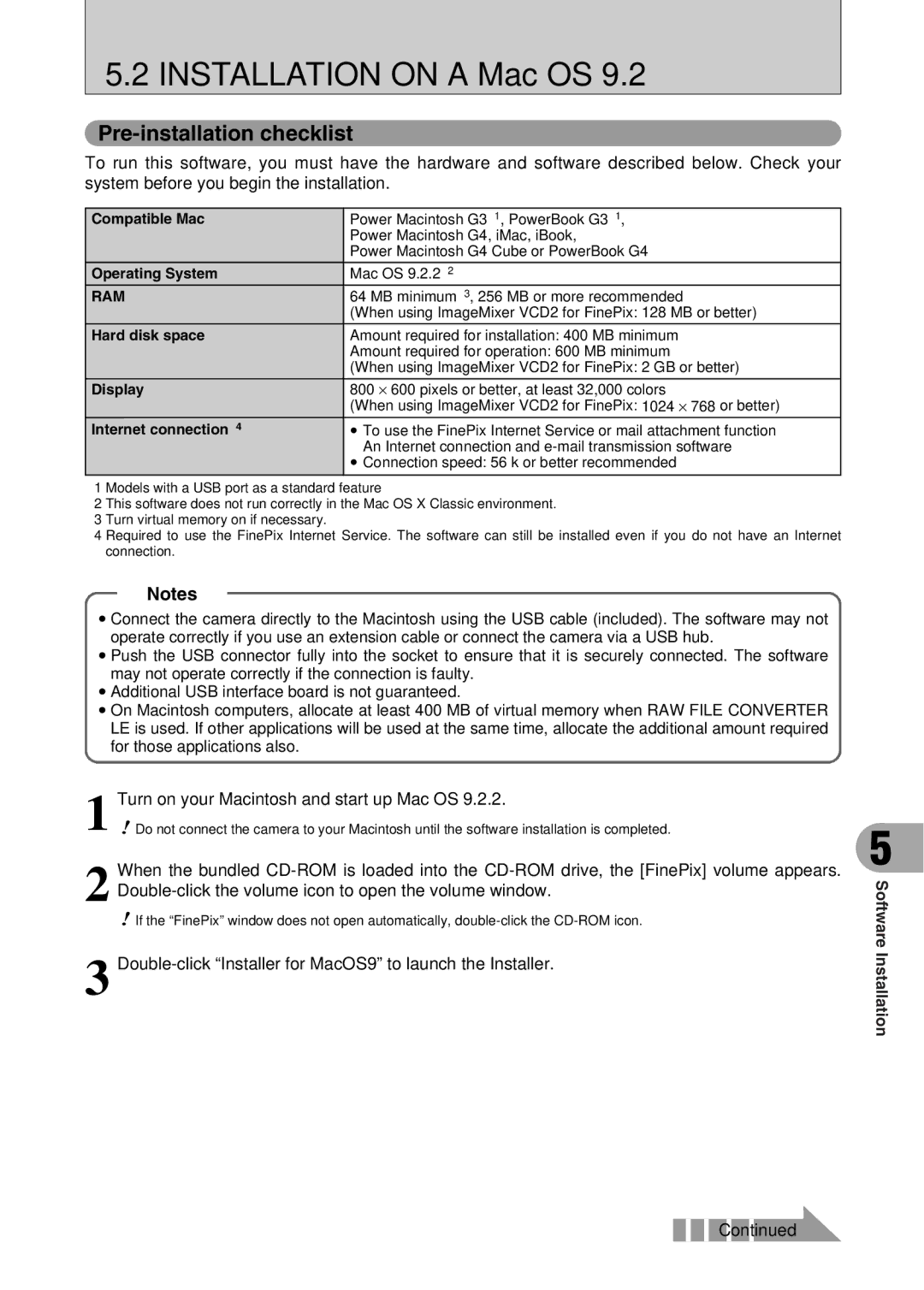 FujiFilm A330 owner manual Installation on a Mac OS, Turn on your Macintosh and start up Mac OS 