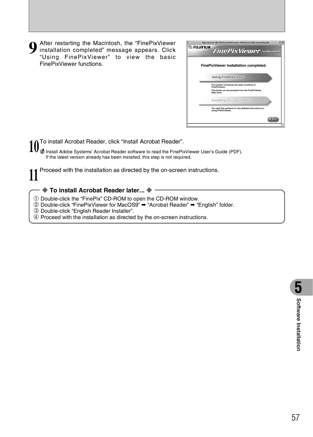 FujiFilm A330 owner manual To install Acrobat Reader later 