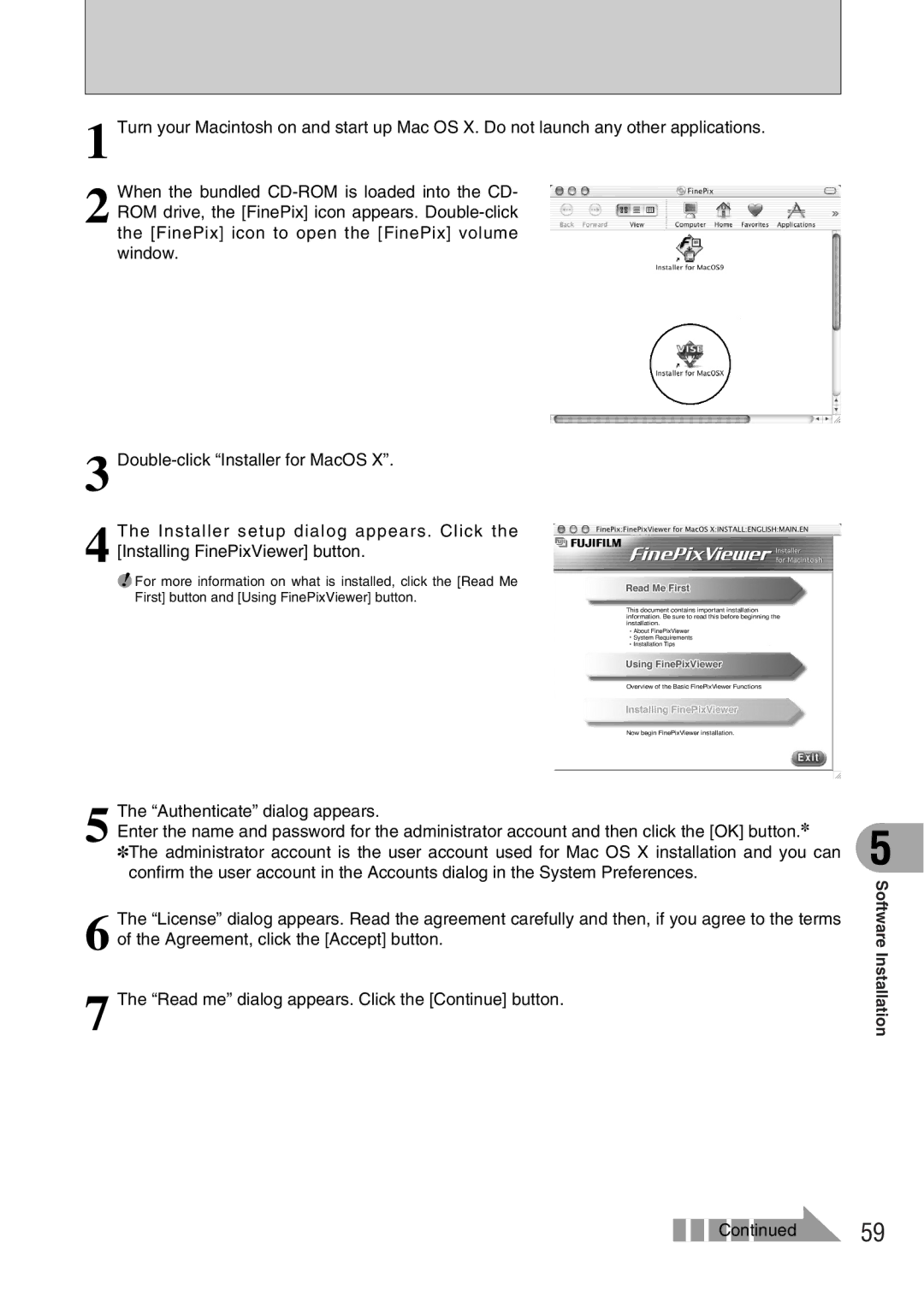 FujiFilm A330 owner manual Authenticate dialog appears 