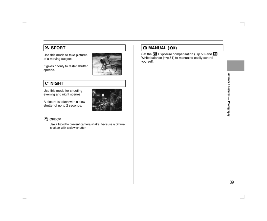 FujiFilm A600 owner manual Sport, Manual s 