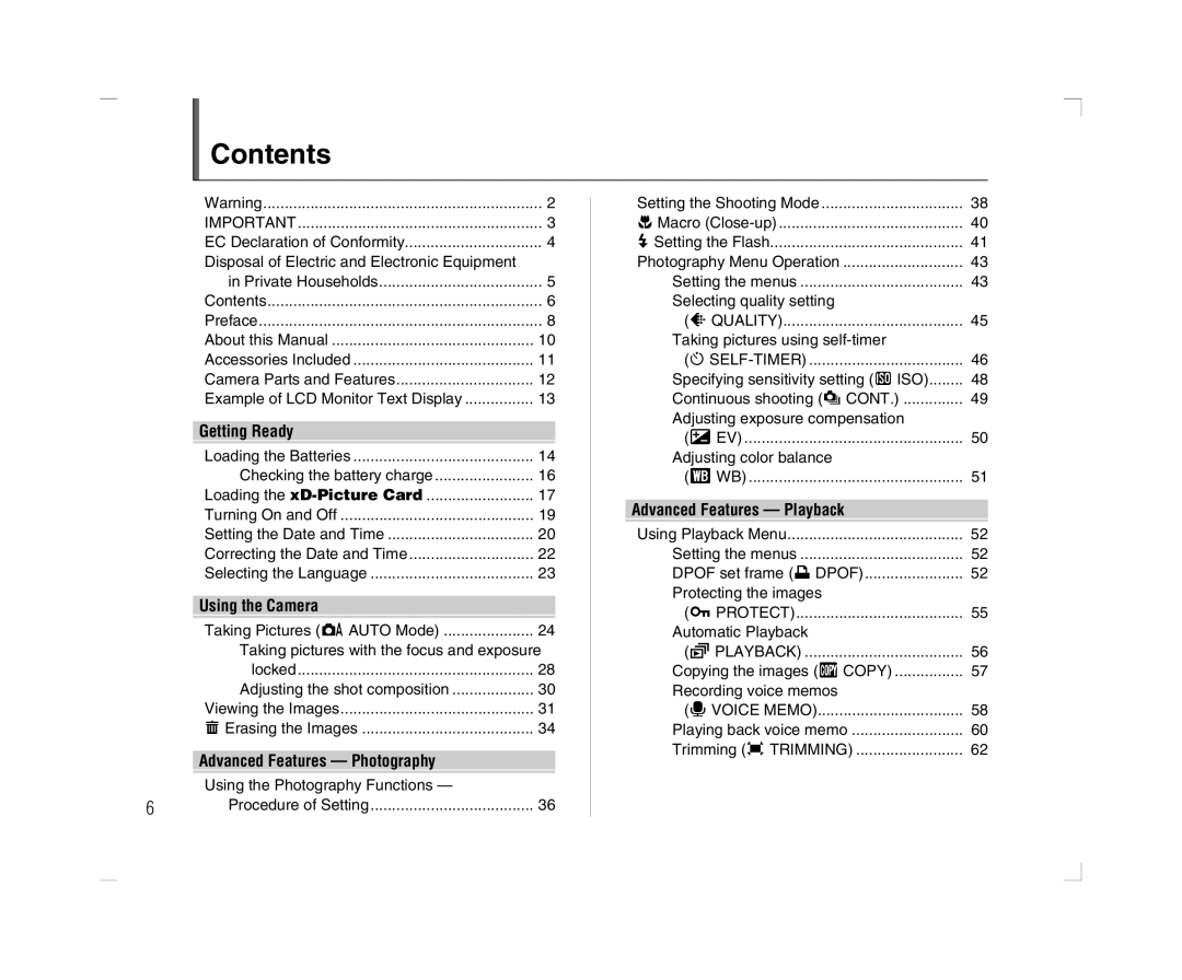 FujiFilm A600 owner manual Contents 