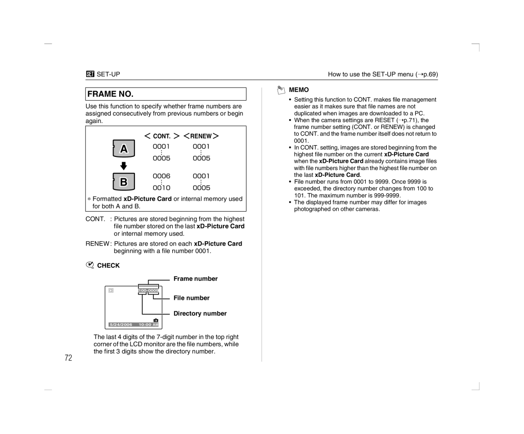 FujiFilm A600 owner manual Frame number, File number Directory number 