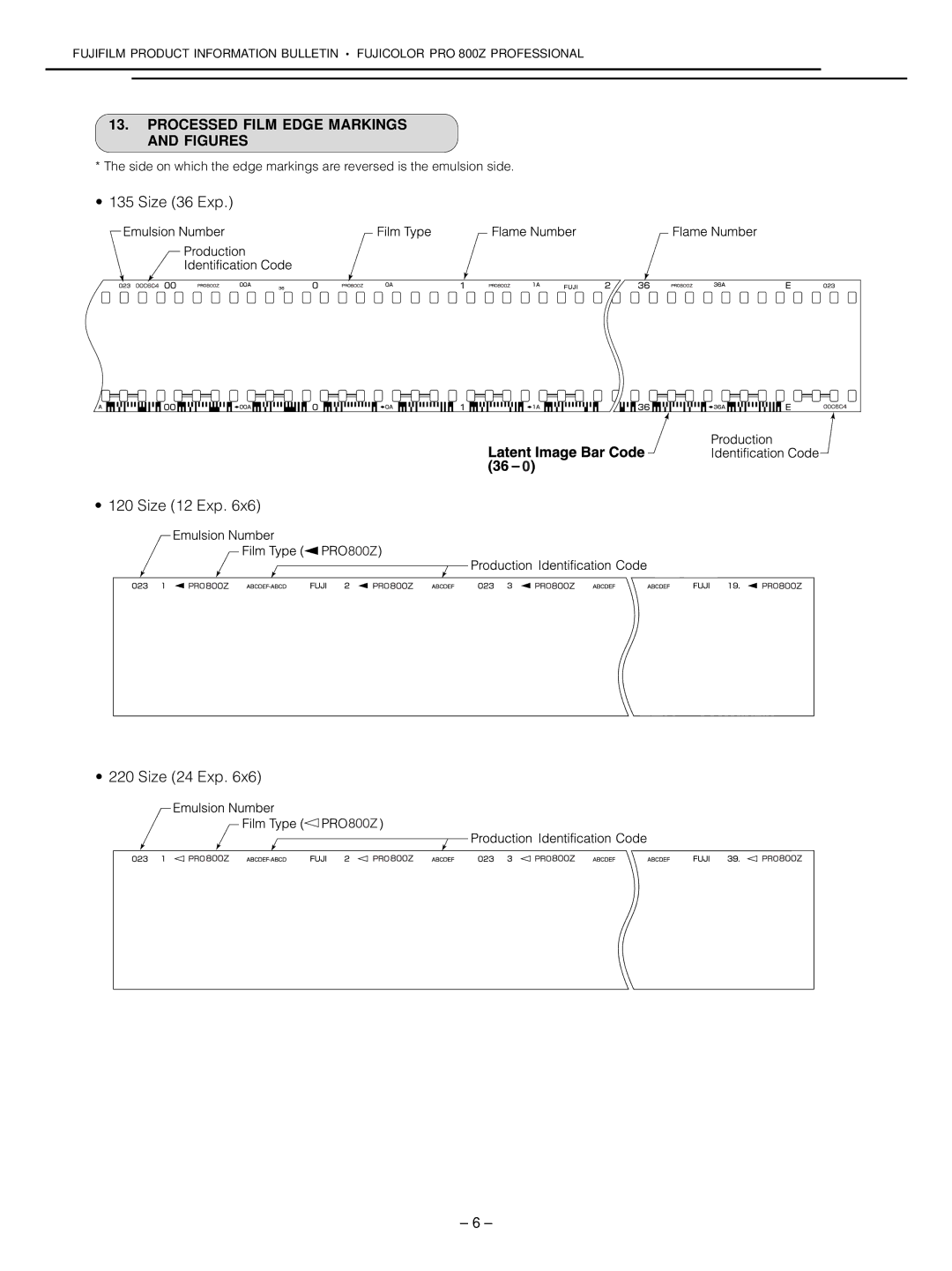 FujiFilm AF3-177E manual Size 36 Exp Size 12 Exp Size 24 Exp, Processed Film Edge Markings and Figures 