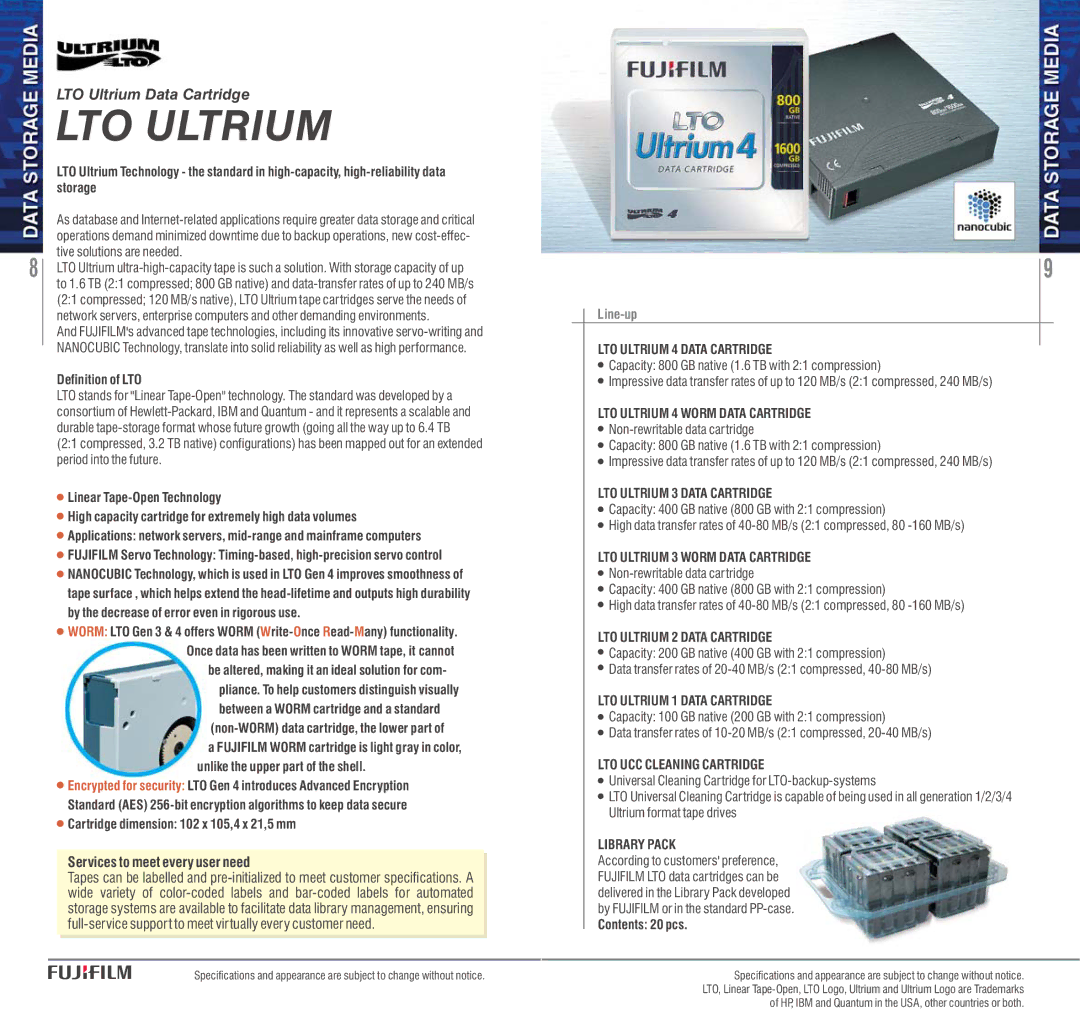 FujiFilm AVR-4802 manual LTO Ultrium 