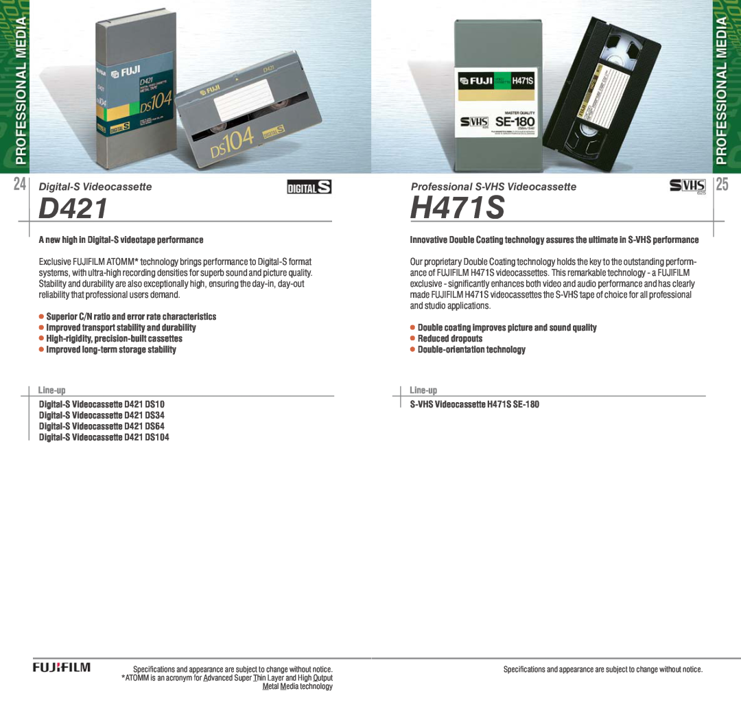 FujiFilm AVR-4802 manual H471S, D421, Line-up 