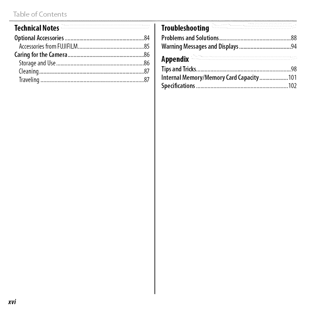 FujiFilm BLO1299-200 owner manual Technical Notes, Troubleshooting, Appendix 