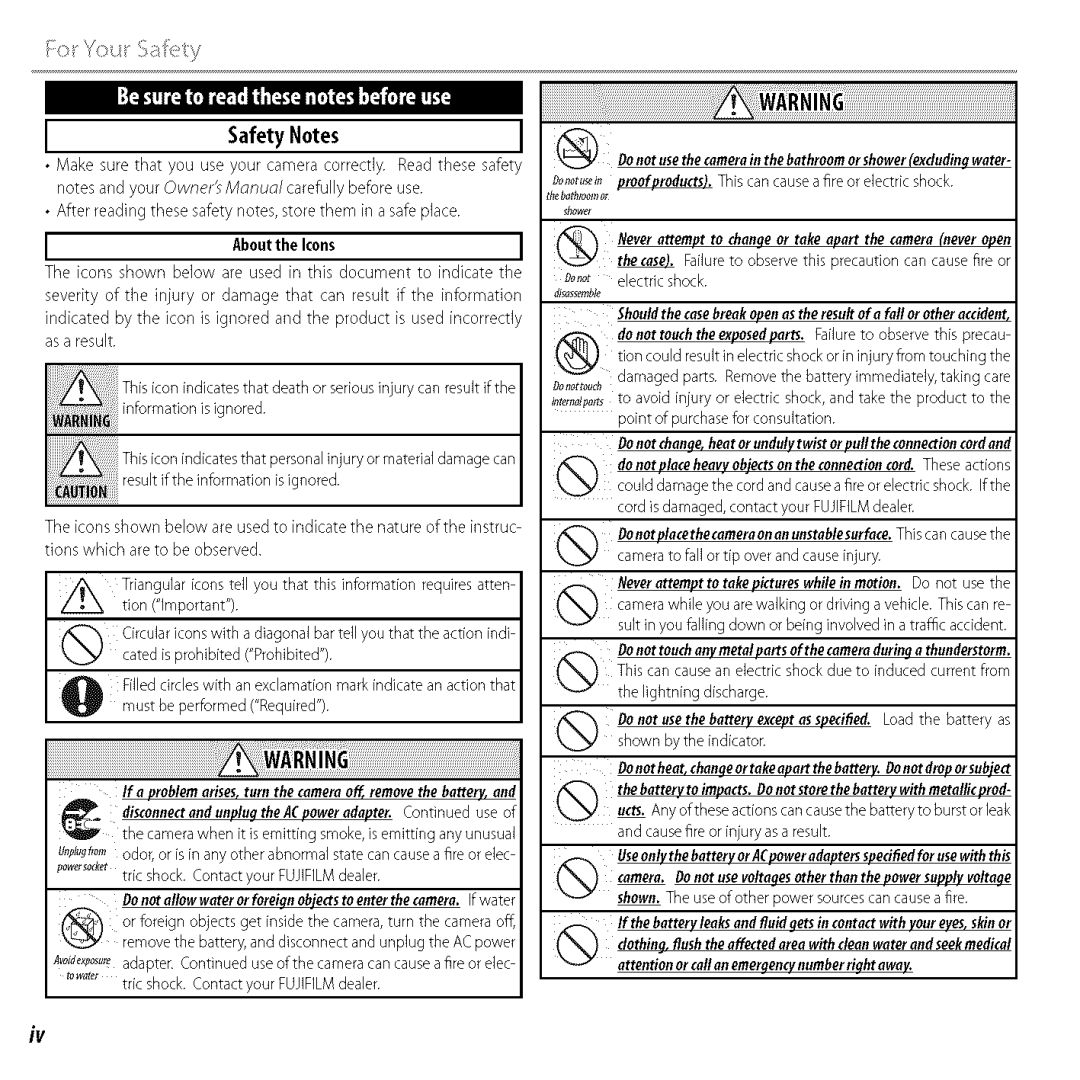 FujiFilm BLO1299-200 owner manual Safety Notes, About the Icons 