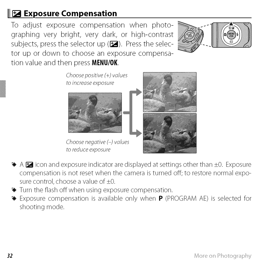 FujiFilm BLO1299-200 owner manual Exposure Compensation 