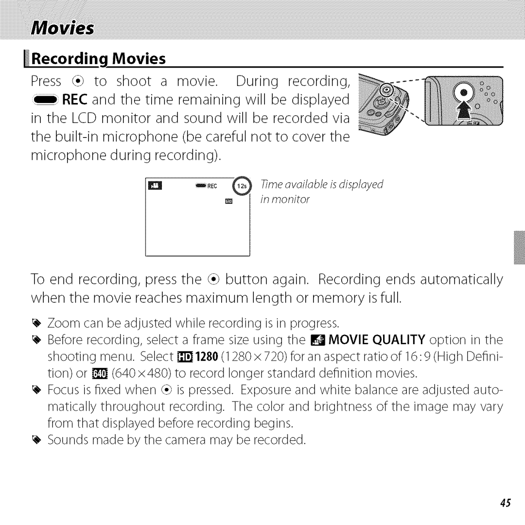 FujiFilm BLO1299-200 owner manual Recordinq Movies 