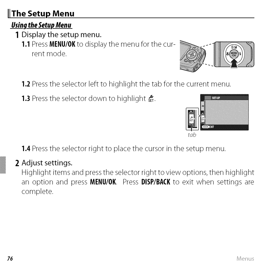 FujiFilm BLO1299-200 owner manual Setup Menu 