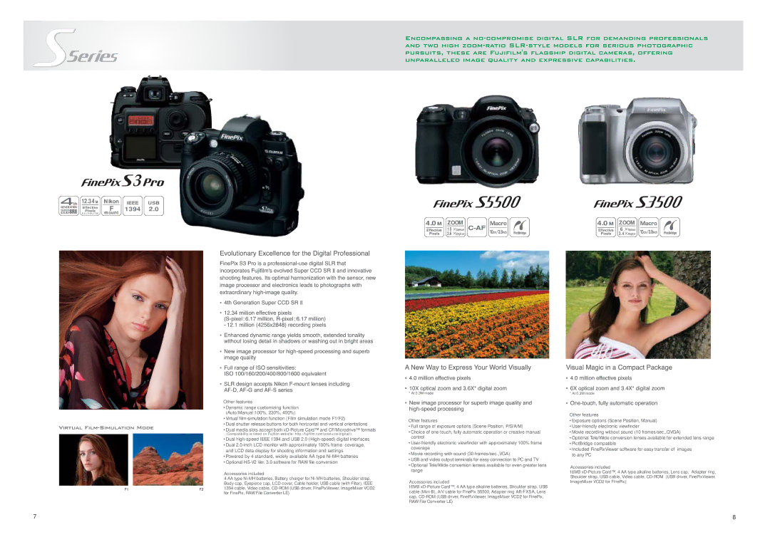 FujiFilm digital camera manual Virtual film-simulation function Film simulation mode F1/F2, Other features, Control, Range 