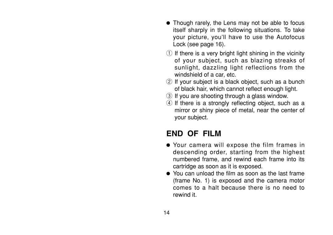 FujiFilm DL-290S owner manual END of Film 