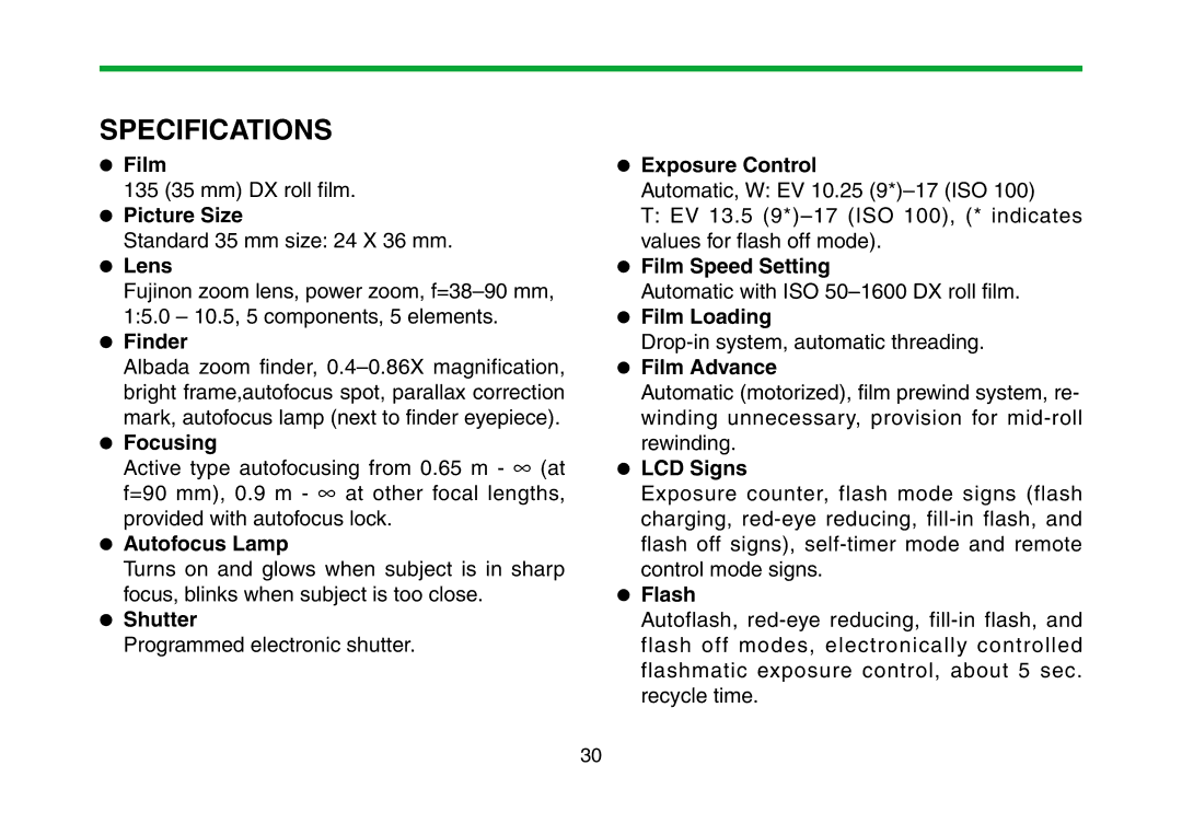 FujiFilm DL-290S owner manual Specifications 