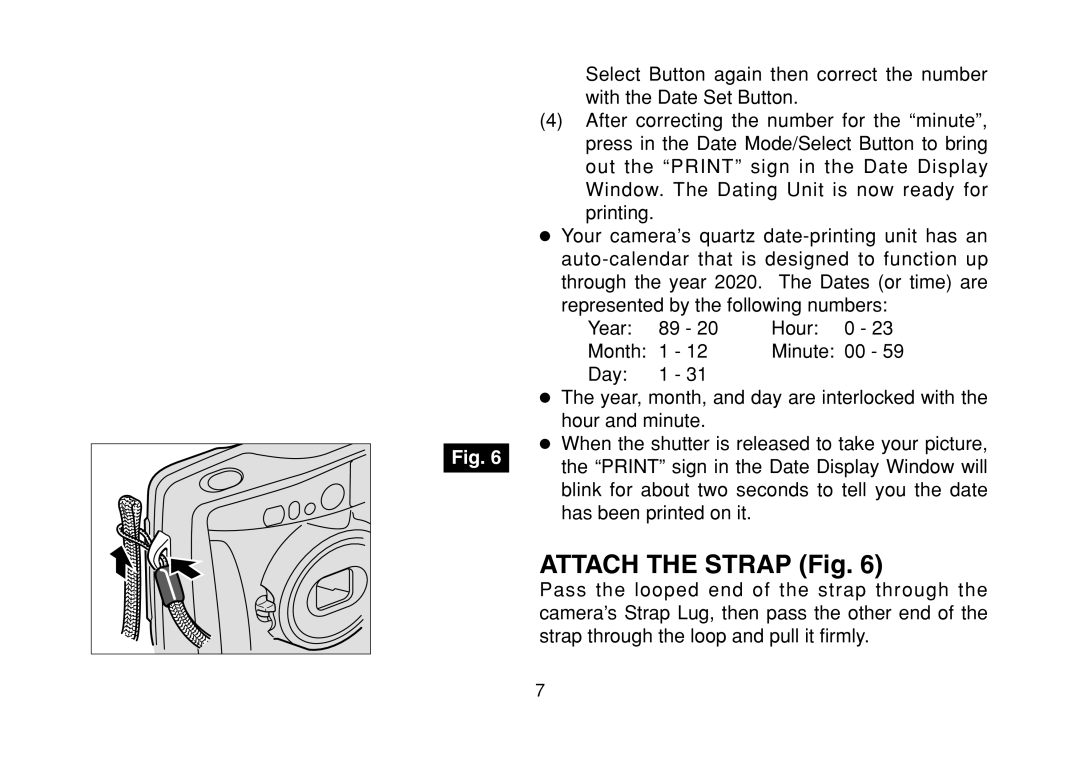 FujiFilm DL-290S owner manual Attach the Strap Fig 