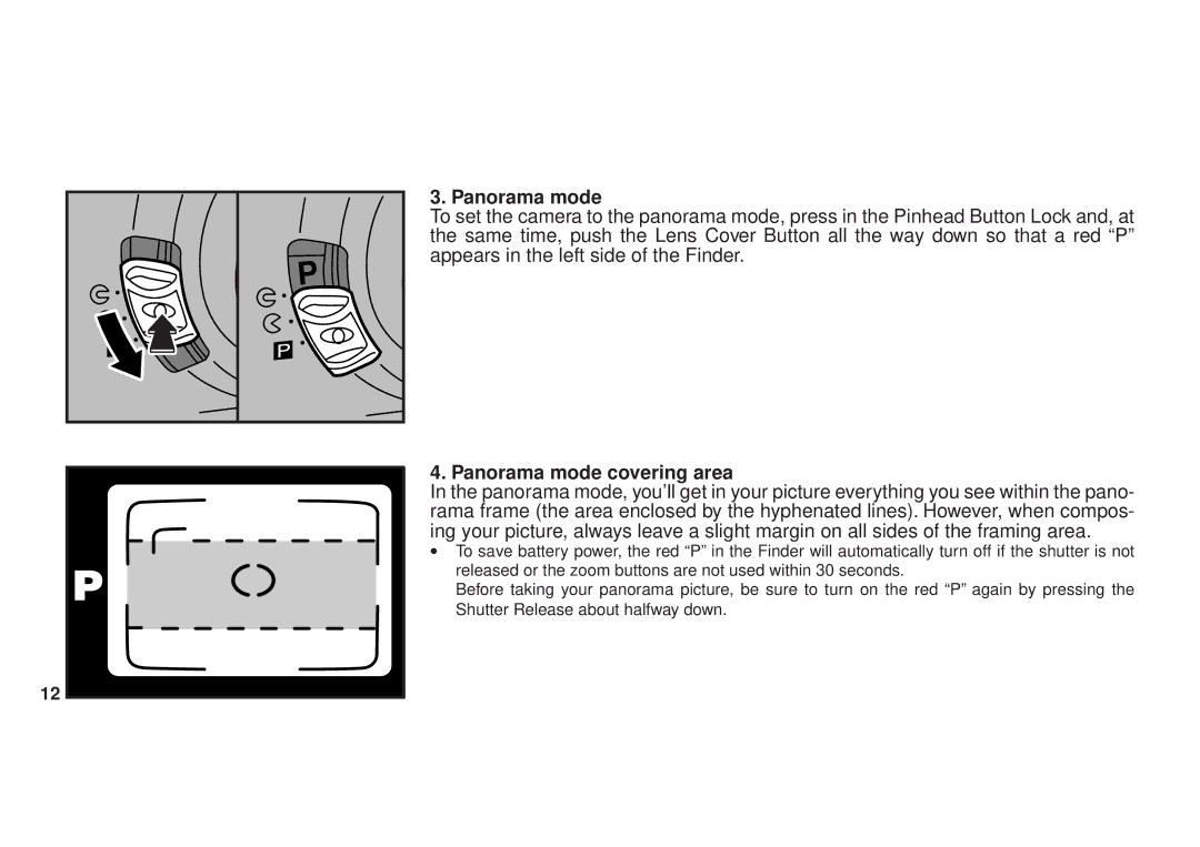 FujiFilm DL270 owner manual Panorama mode covering area 