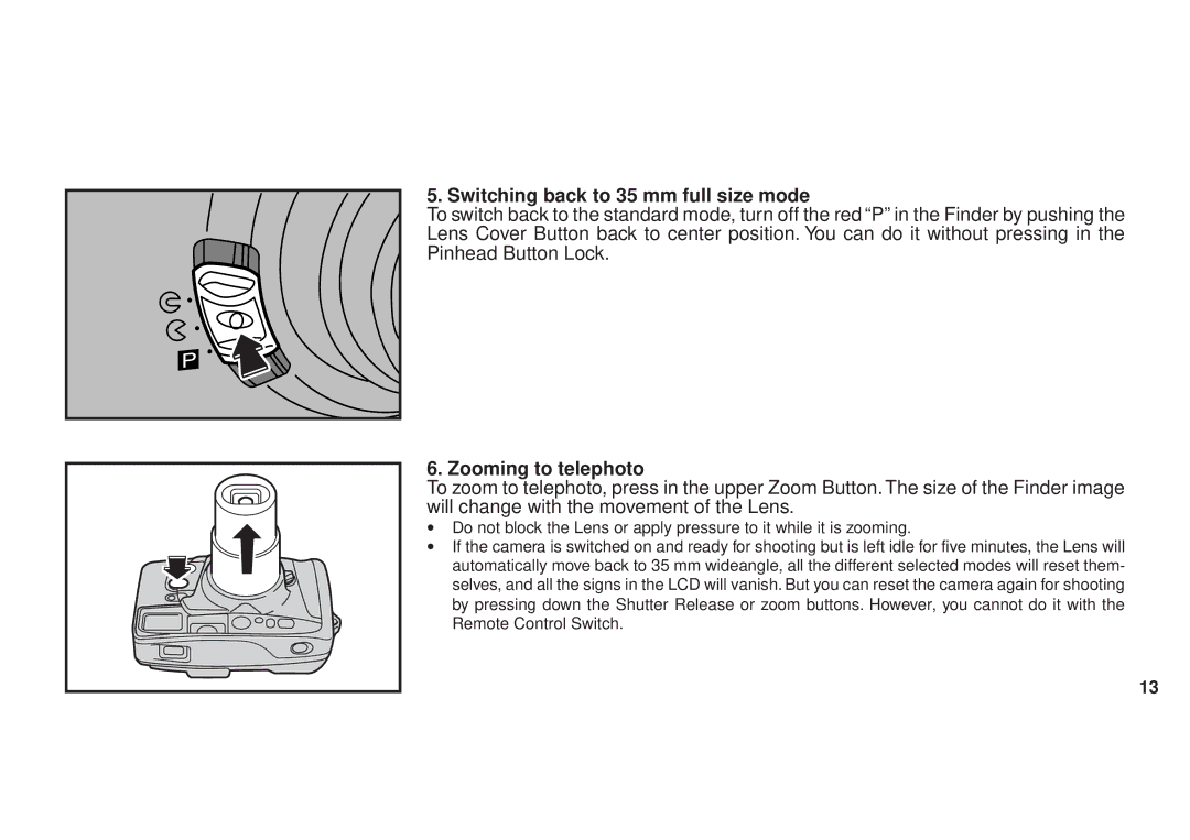 FujiFilm DL270 owner manual Switching back to 35 mm full size mode, Zooming to telephoto 