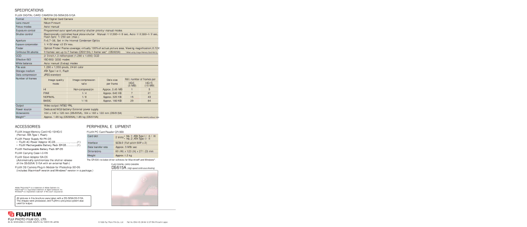 FujiFilm DS-505A, DS-515A brochure Specifications 