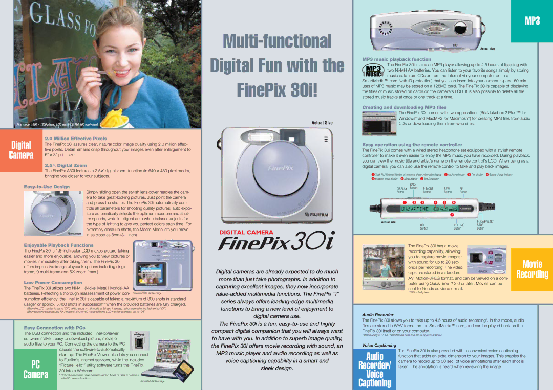 FujiFilm FinePix 30i Million Effective Pixels, Digital Zoom, Easy-to-Use Design, Enjoyable Playback Functions 