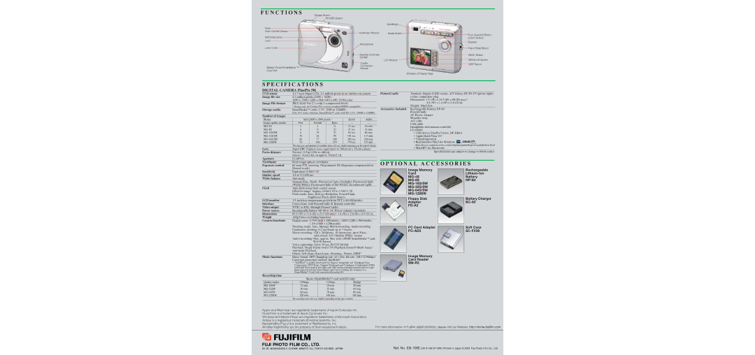 FujiFilm FinePix 50i specifications N C T I O N S 