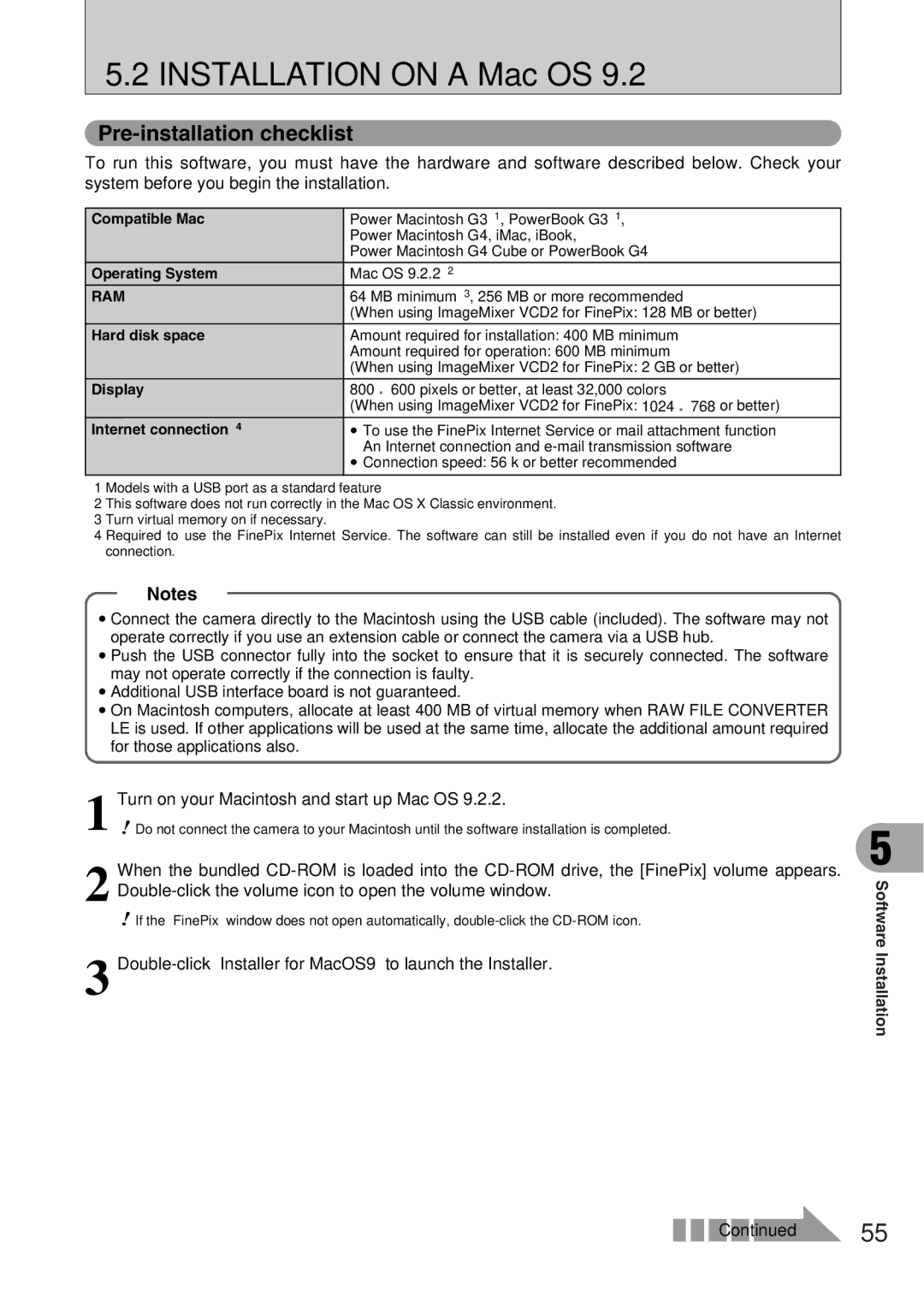 FujiFilm FinePix A340, FinePix A330 owner manual Installation on a Mac OS, Turn on your Macintosh and start up Mac OS 