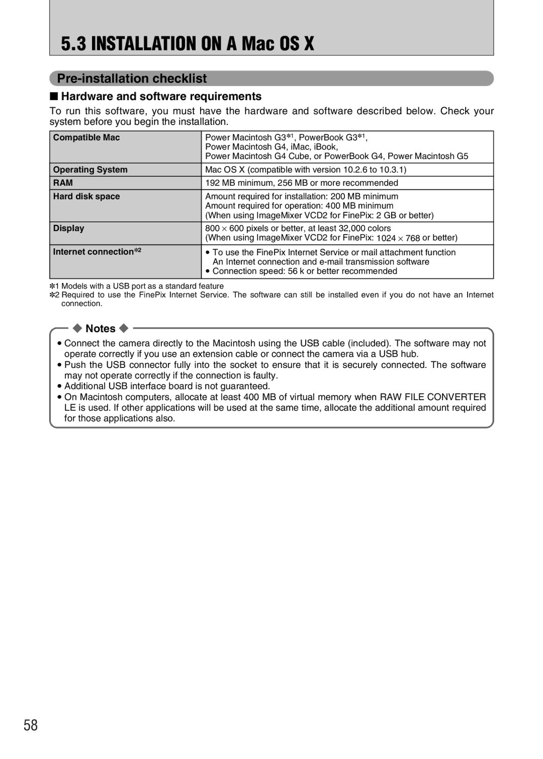 FujiFilm FinePix A330, FinePix A340 owner manual Hardware and software requirements, Internet connection2 