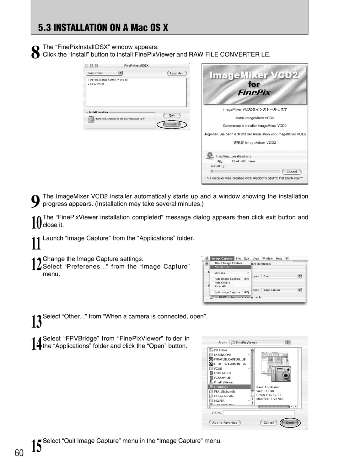 FujiFilm FinePix A330, FinePix A340 owner manual Installation on a Mac OS 