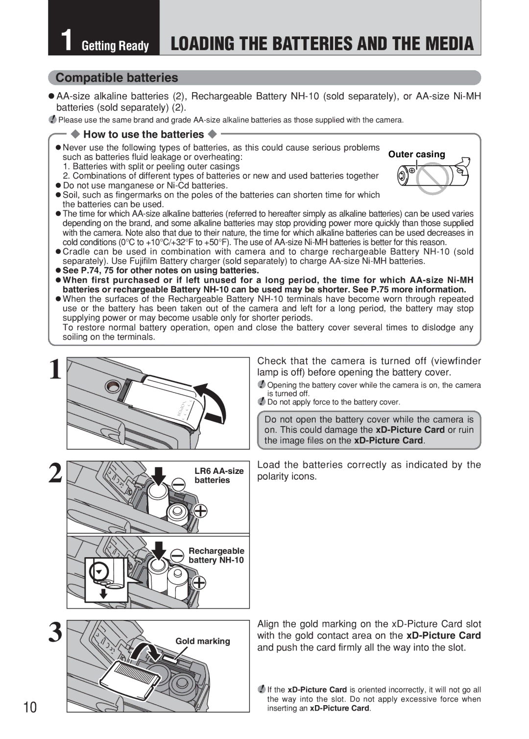 FujiFilm FinePix A607 owner manual Compatible batteries, How to use the batteries 