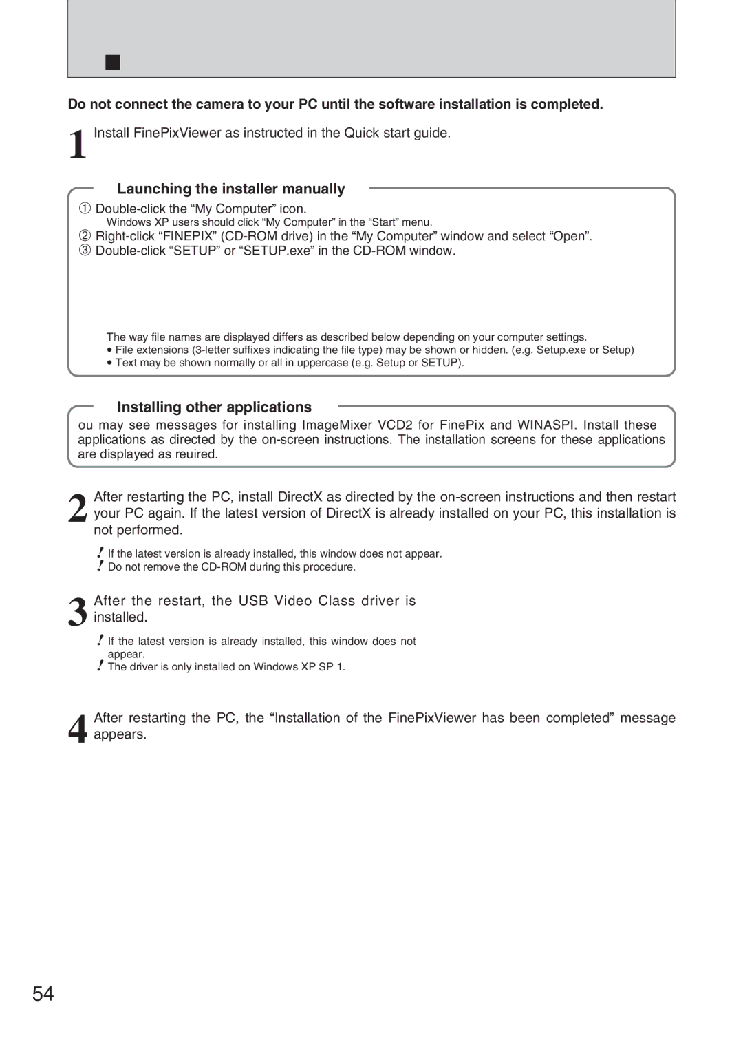 FujiFilm FinePix A607 owner manual Launching the installer manually, Installing other applications 