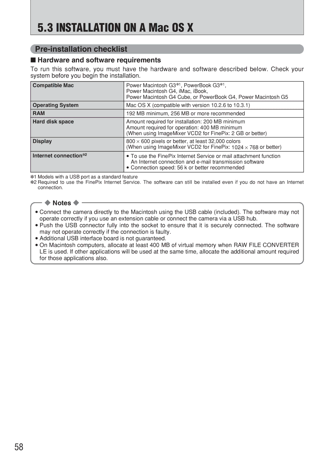 FujiFilm FinePix A607 owner manual Hardware and software requirements, Internet connection2 