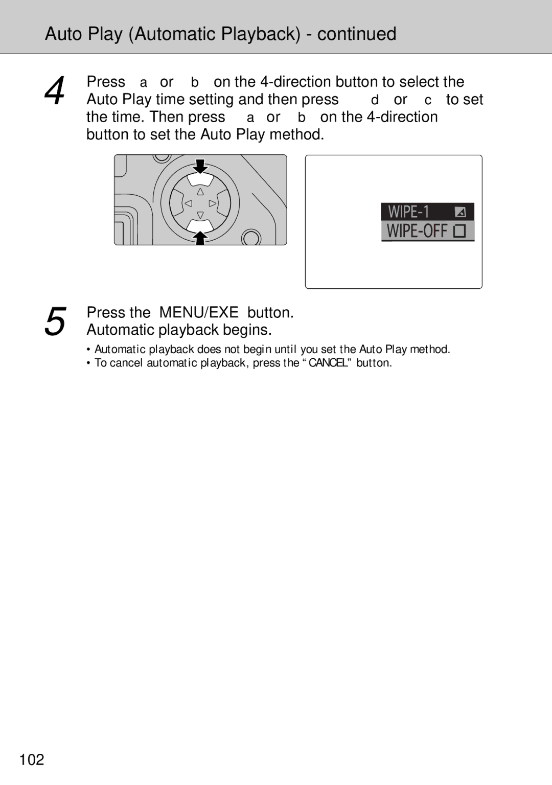 FujiFilm FinePix S1 owner manual Auto Play Automatic Playback, Auto Play time setting and then press d or c to set, 102 