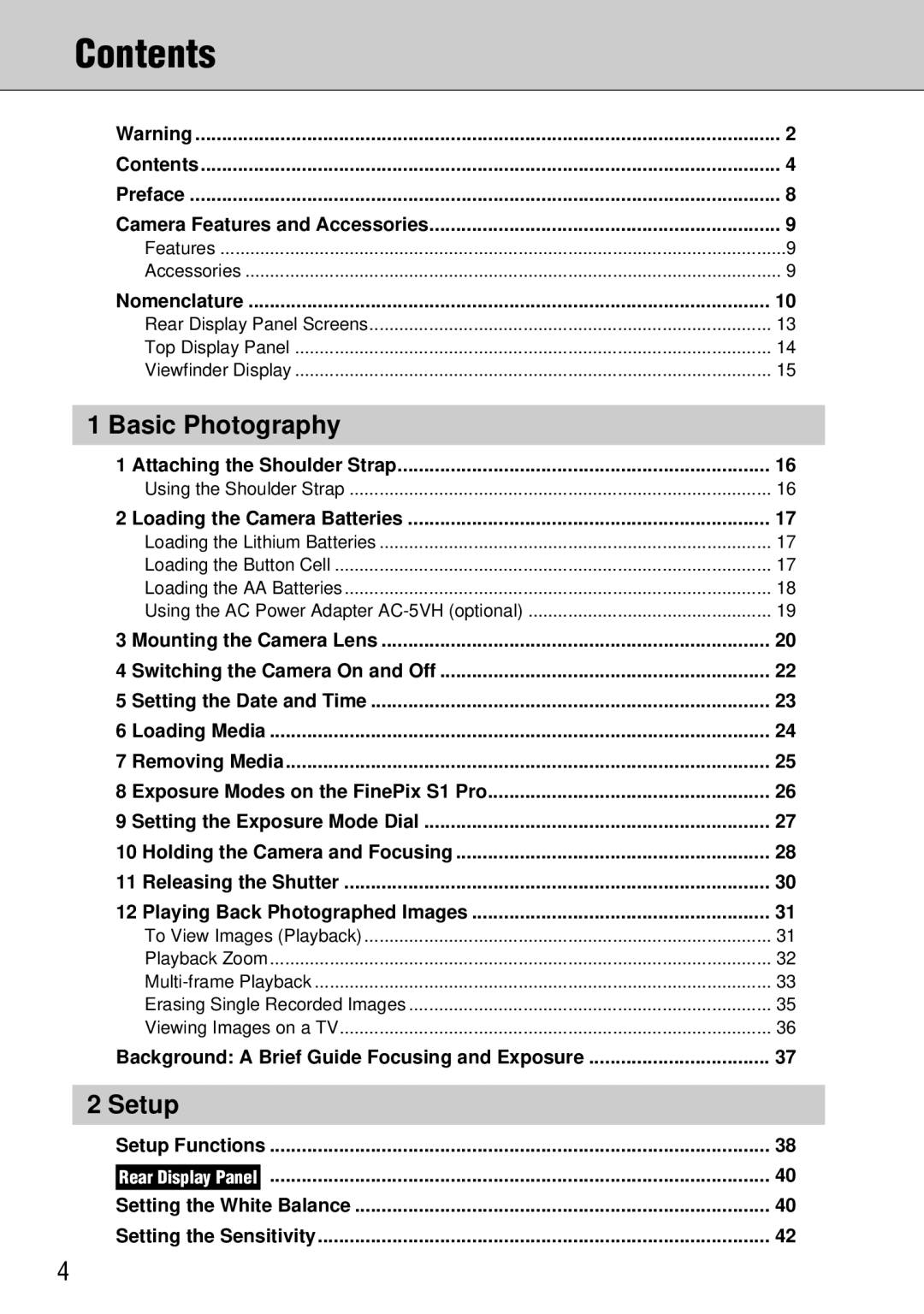 FujiFilm FinePix S1 owner manual Contents 