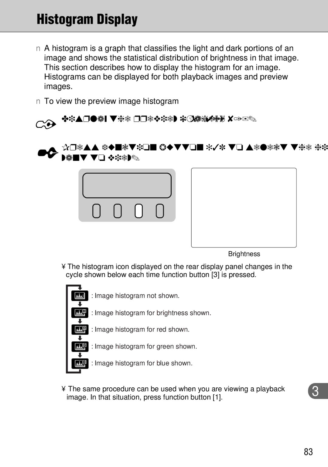 FujiFilm FinePix S1 Histogram Display, Display the preview image P.49, Press function button 3 to select the histogram you 