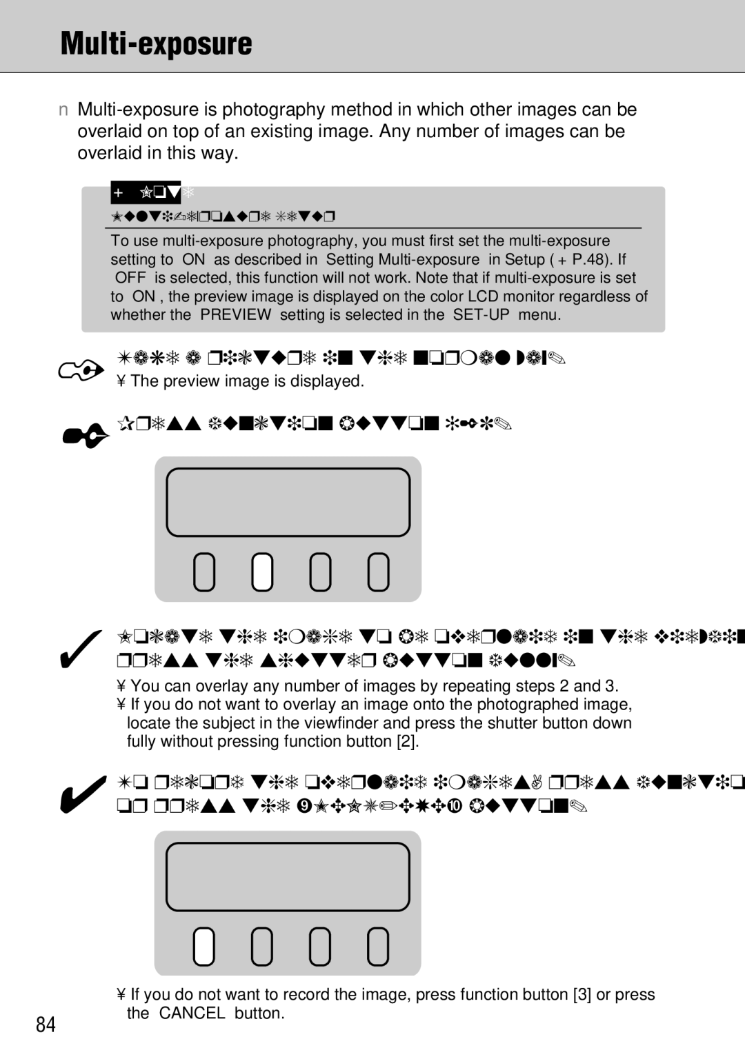 FujiFilm FinePix S1 Multi-exposure, To record the overlaid images, press function button, Or press the MENU/EXE button 