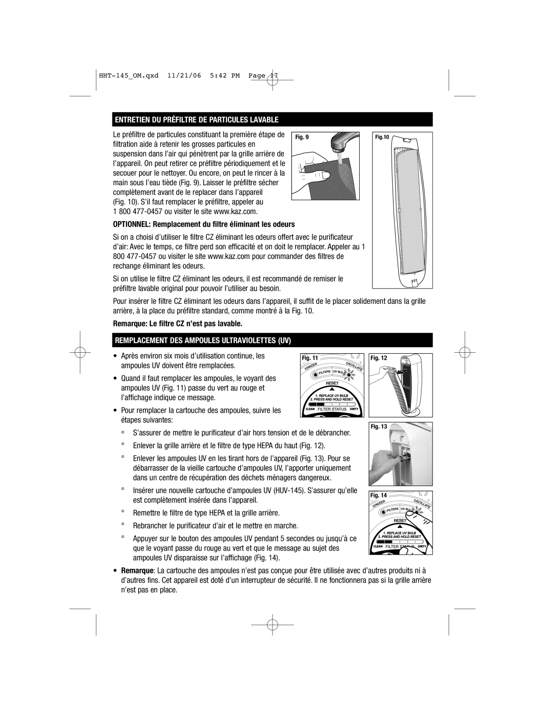 FujiFilm HHT145 Entretien DU Préfiltre DE Particules Lavable, Optionnel Remplacement du filtre éliminant les odeurs 