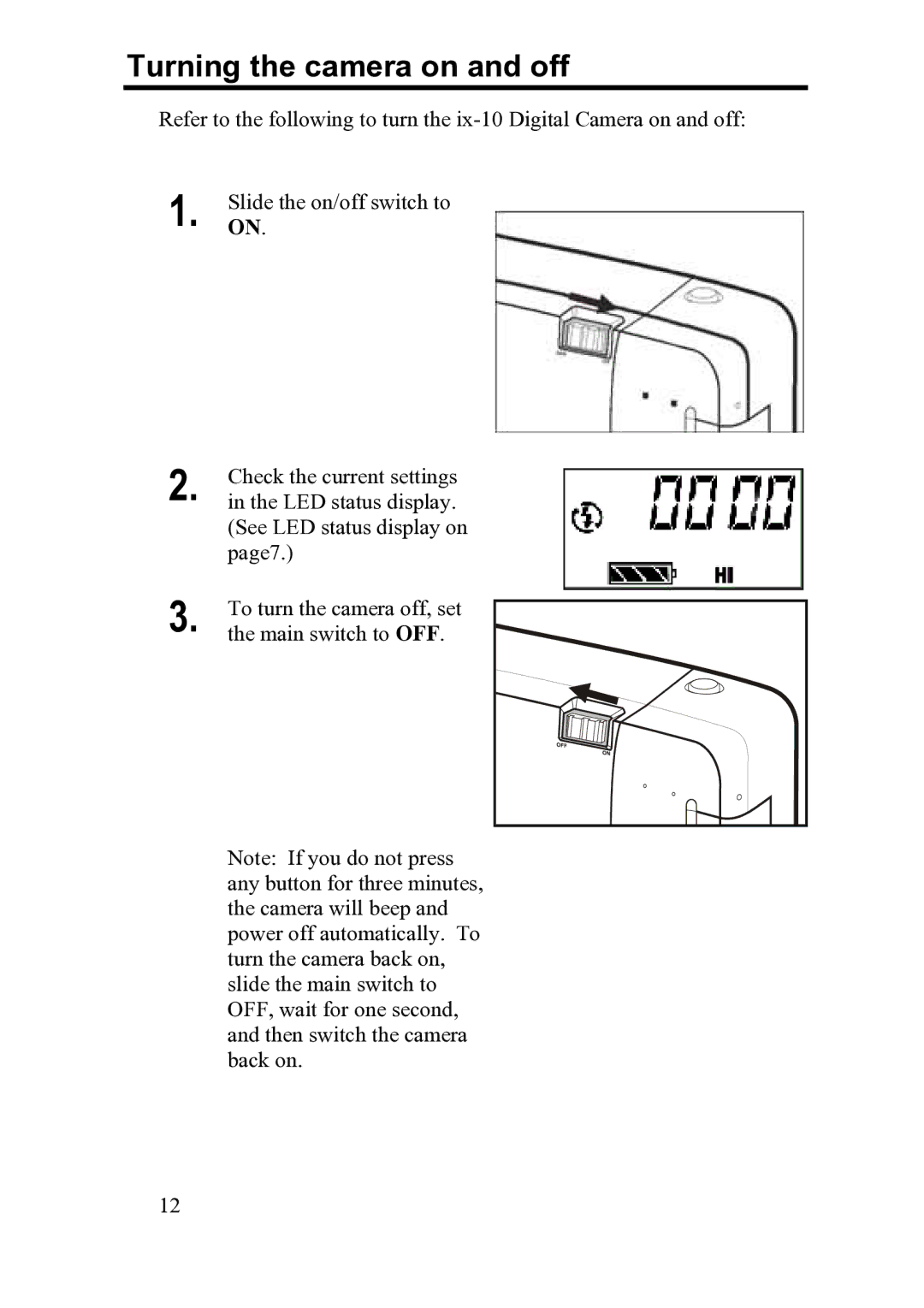 FujiFilm ix-10 manual Turning the camera on and off 