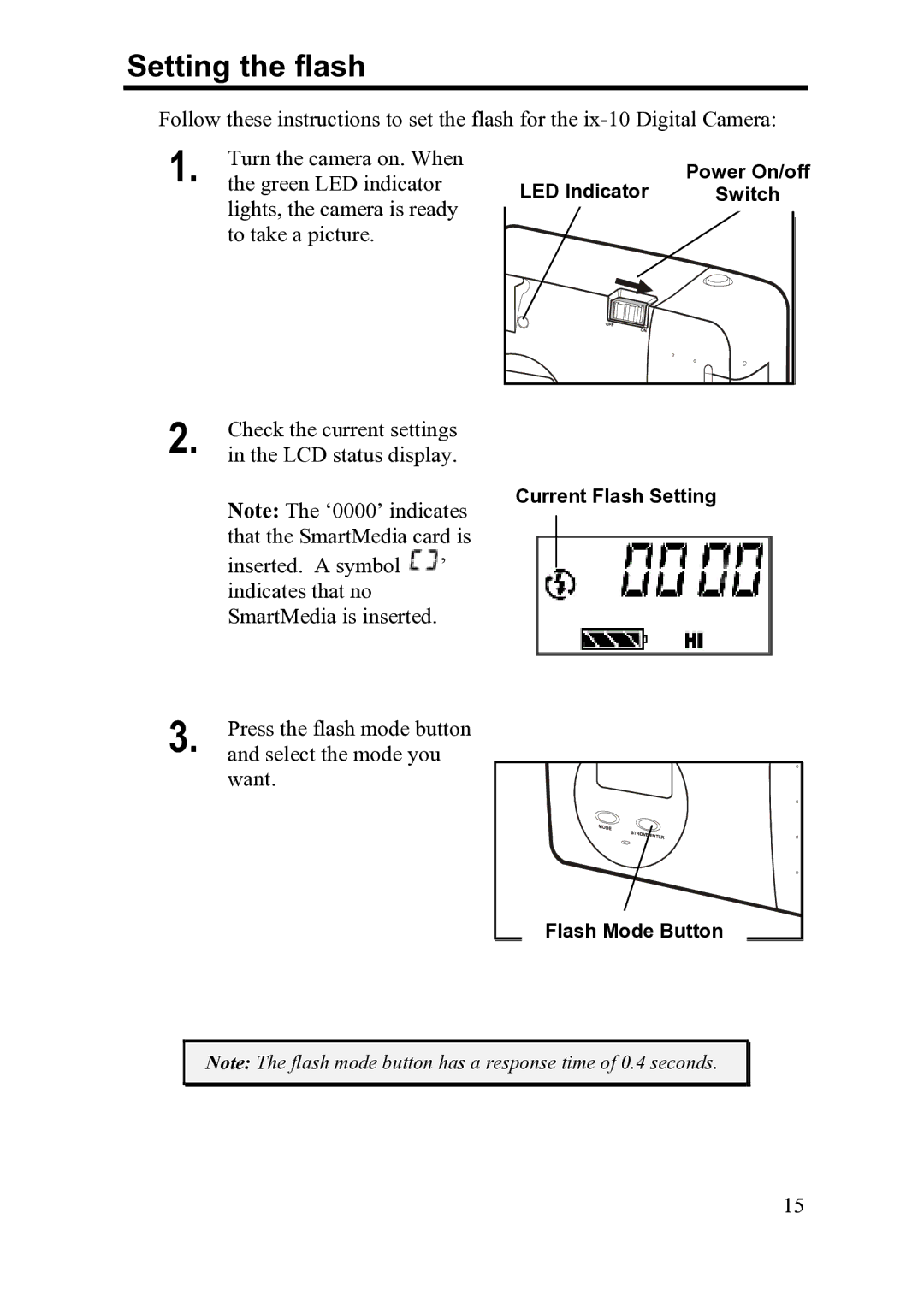 FujiFilm ix-10 manual Setting the flash 