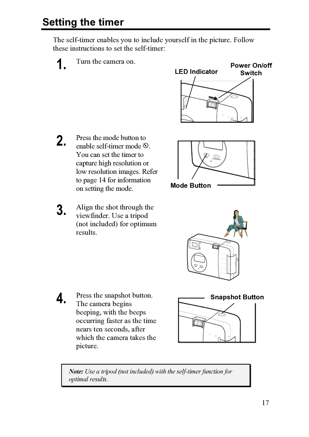 FujiFilm ix-10 manual Setting the timer, Turn the camera on 