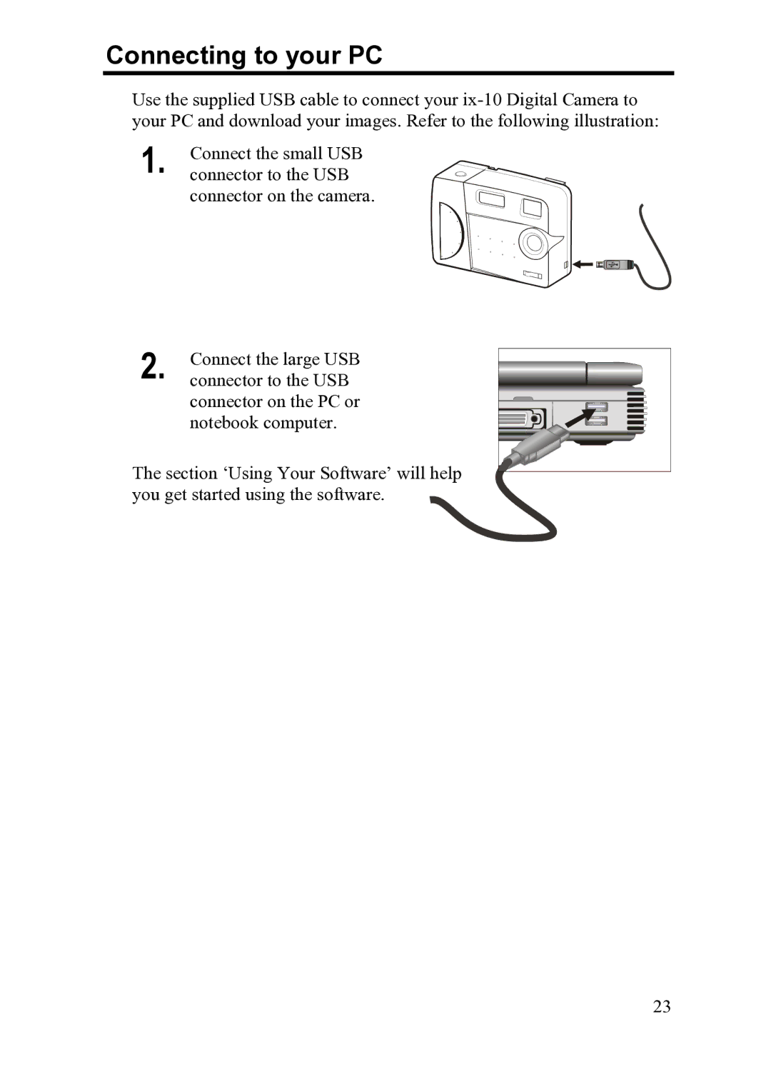 FujiFilm ix-10 manual Connecting to your PC 