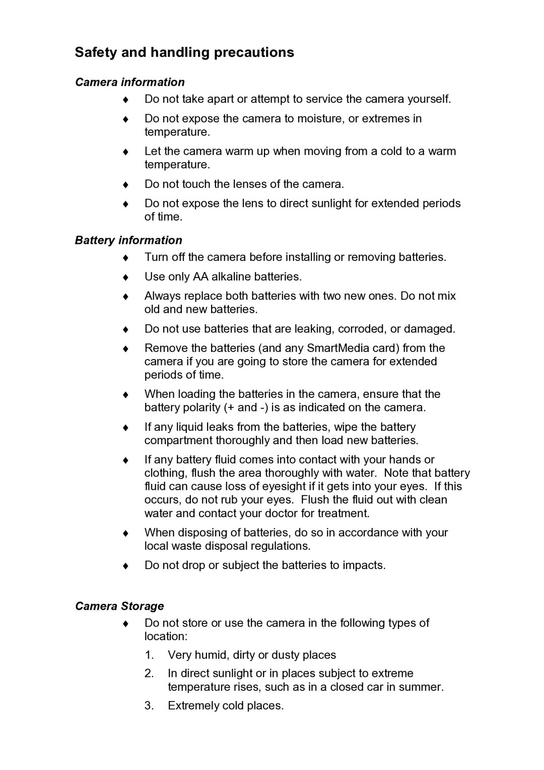 FujiFilm ix-10 manual Safety and handling precautions 