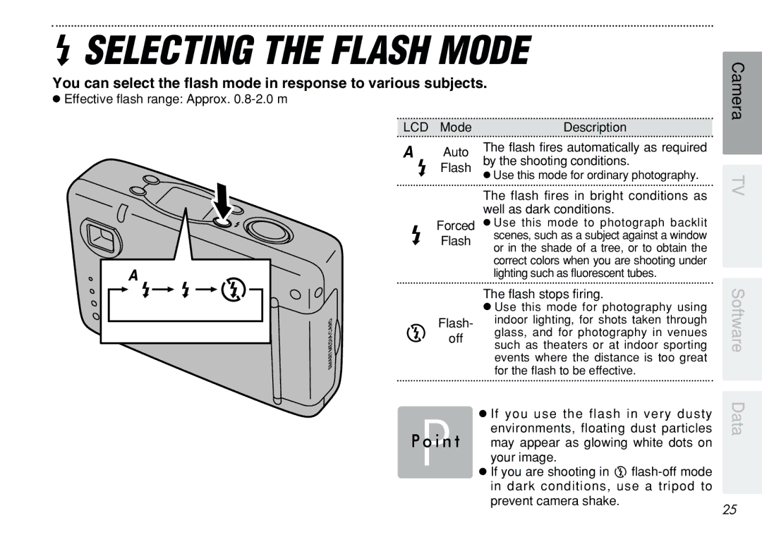 FujiFilm iX-100 user manual Selecting the Flash Mode, Use this mode to photograph backlit 