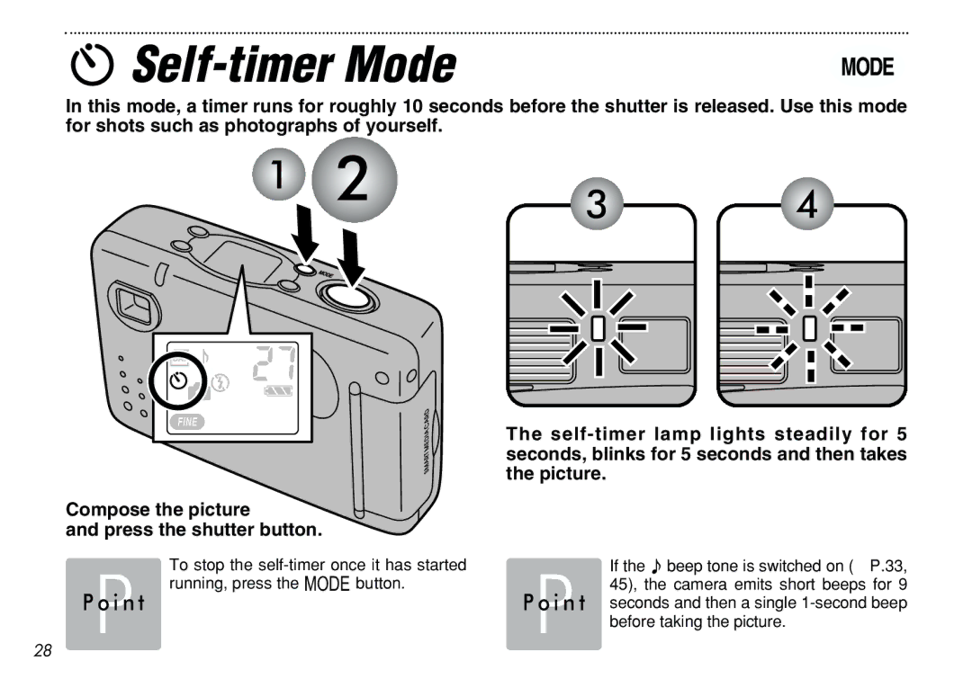 FujiFilm iX-100 user manual Self-timer Mode 