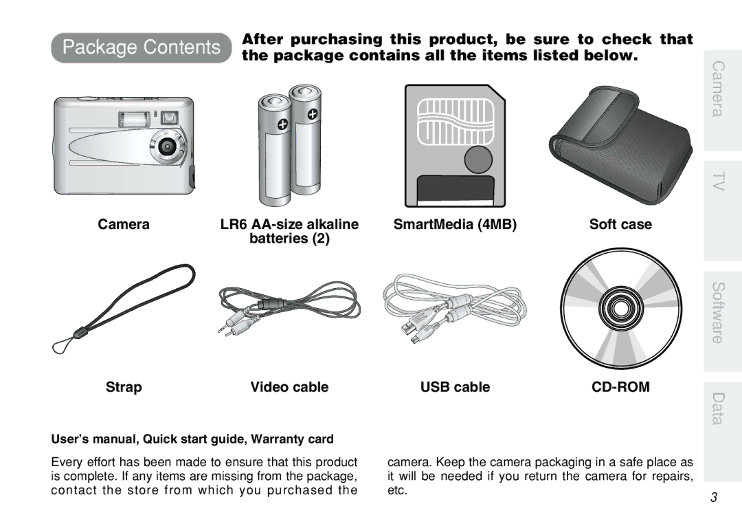 FujiFilm iX-100 user manual Package Contents 