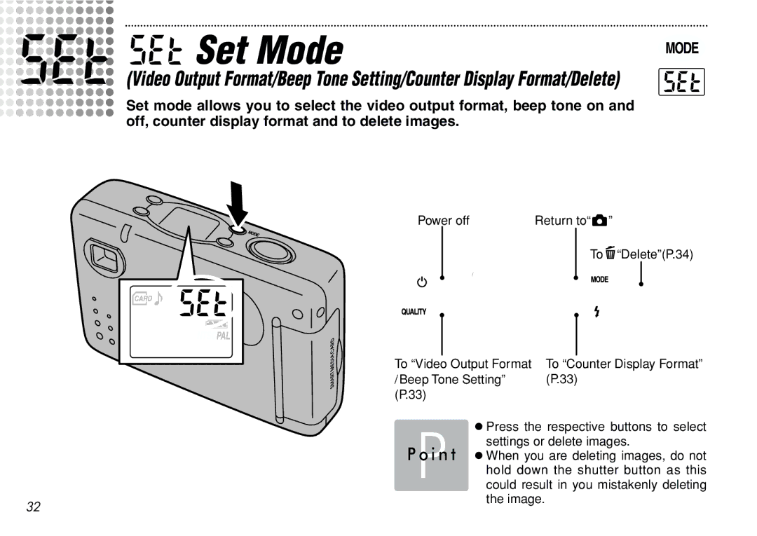 FujiFilm iX-100 user manual Set Mode 