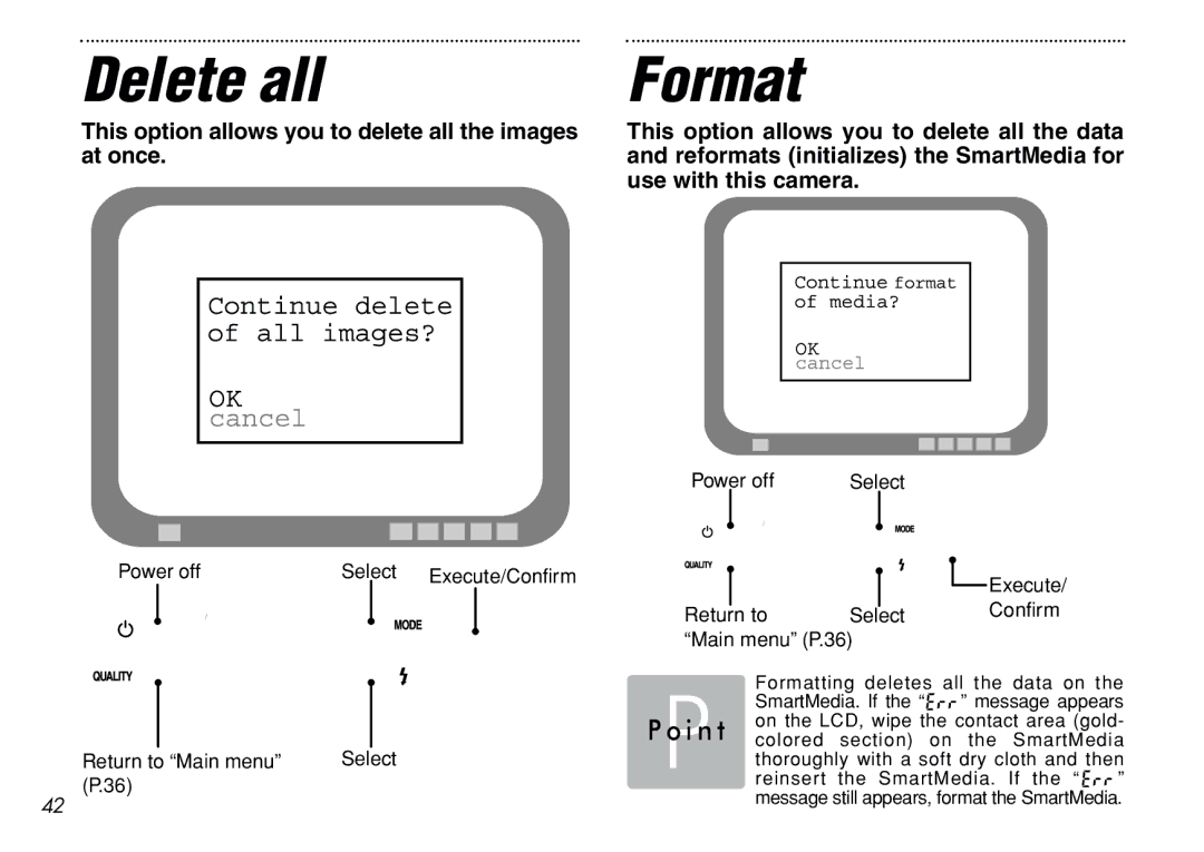 FujiFilm iX-100 user manual Delete all, Format, This option allows you to delete all the images at once 