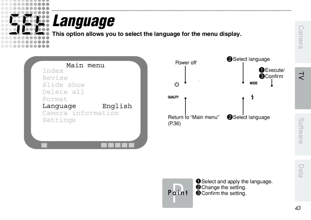 FujiFilm iX-100 user manual Language, Camera 