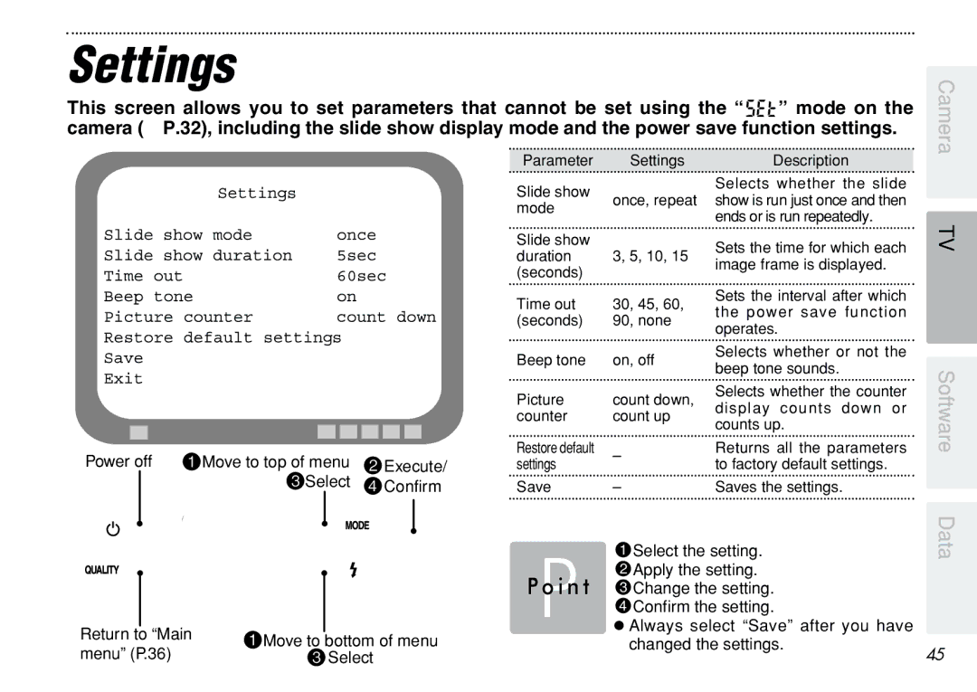 FujiFilm iX-100 user manual Settings, Camera 